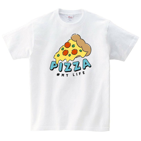 ピザ 食べ物 Tシャツ メンズ レディース かわいい 白 夏 プレゼント 大きいサイズ 綿100% 160 S M L 3枚目の画像