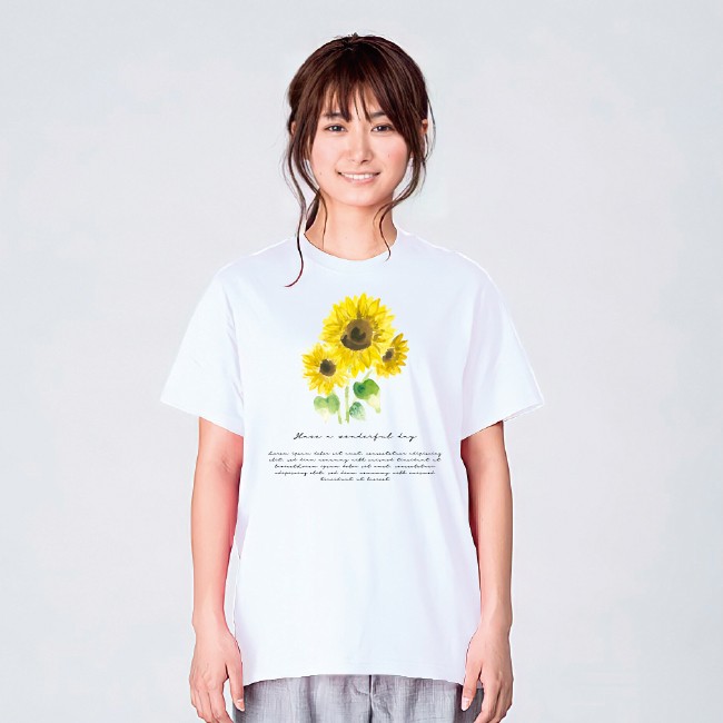 かわいい花袖Tシャツ