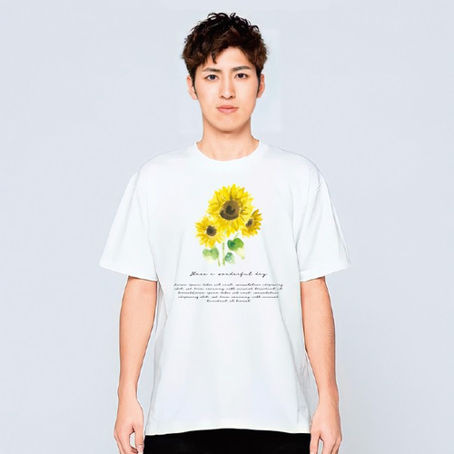 ひまわり 花柄 Tシャツ メンズ レディース かわいい 白 夏 プレゼント  