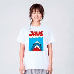 サメ ジョーズ Tシャツ メンズ レディース 半袖 かわいい イラスト 白 夏 大きいサイズ 綿100% 2枚目の画像