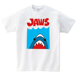 サメ ジョーズ Tシャツ メンズ レディース 半袖 かわいい イラスト 白 夏 大きいサイズ 綿100% 3枚目の画像