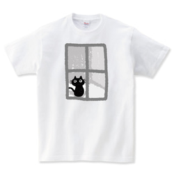 猫と窓 Tシャツ メンズ レディース 半袖 大きいサイズ 1枚目の画像