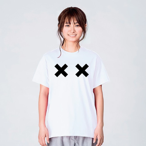 目がばってん Tシャツ メンズ レディース 半袖 かわいい シンプル 