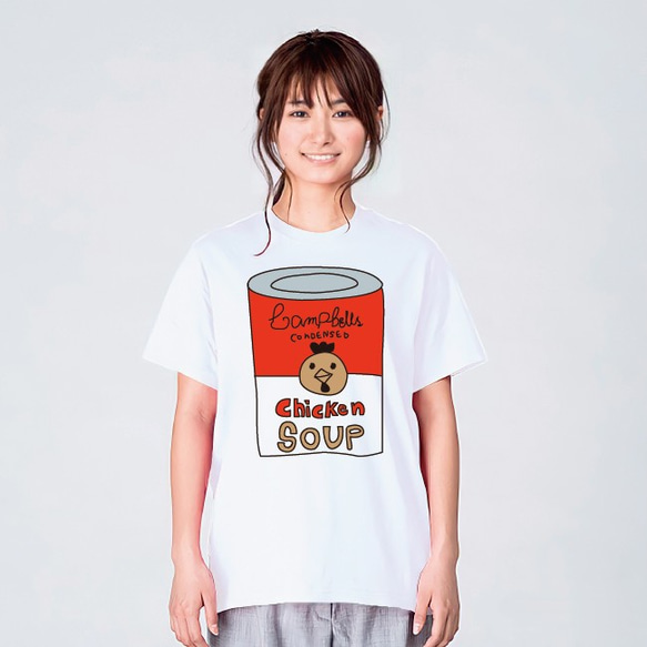 スープ缶 アート デザイン Tシャツ メンズ レディース 半袖 キャンベル トップス 白 30代 40代 大きいサイズ 2枚目の画像