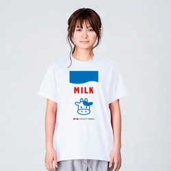 牛乳パック イラスト Tシャツ メンズ レディース 半袖 かわいい シンプル ゆったり おしゃれ トップス 白 1枚目の画像