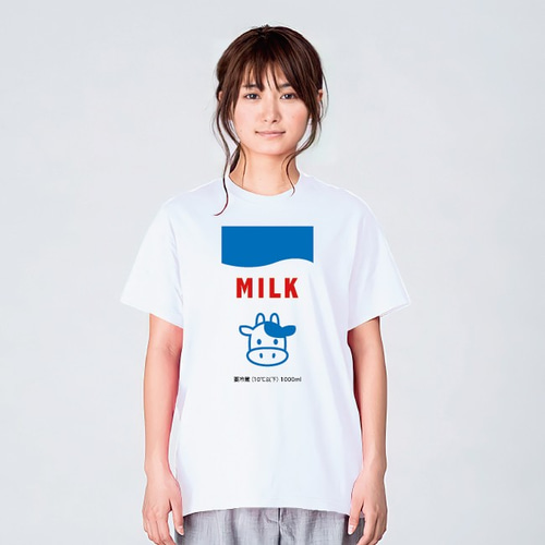 牛乳パック イラスト Tシャツ メンズ レディース 半袖 かわいい