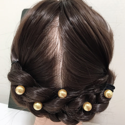 【Uピン】大粒パールのゴールドヘアピン 1枚目の画像