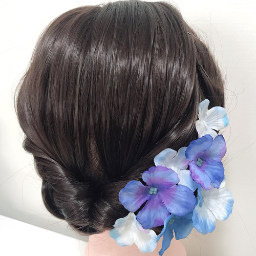 リボンヘアピン 紫陽花 再販×5 葉っぱがゆらゆら あじさい 紫陽花 ヘアピン パール