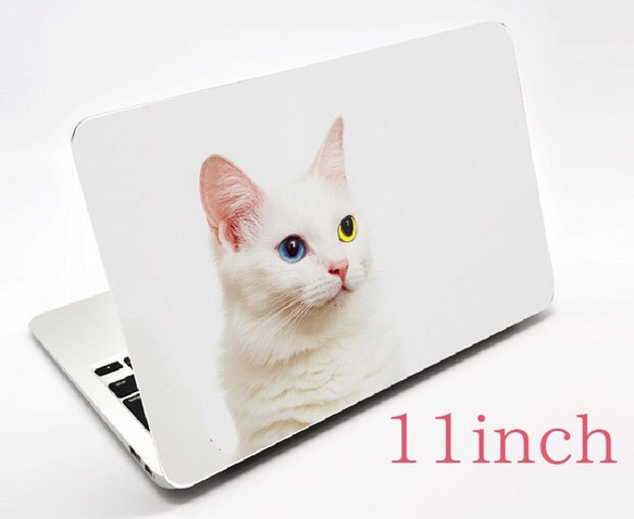 【目が光る】ねこmac bookスキンシール11.13inch 4枚目の画像