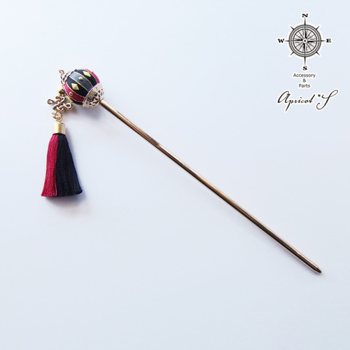 Retro stripe Ⅳ☆ レトロ風 ひし形 和風 中華 かんざし（レッド系