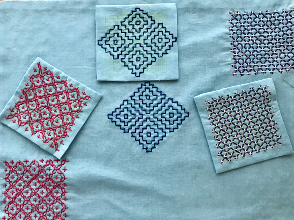 庄内刺し子のランチョンマットとコースター3枚セット その他インテリア