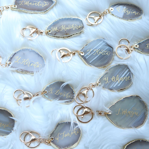 金縁アゲートキーホルダー コーティング付き 席次表・席札・メニュー表