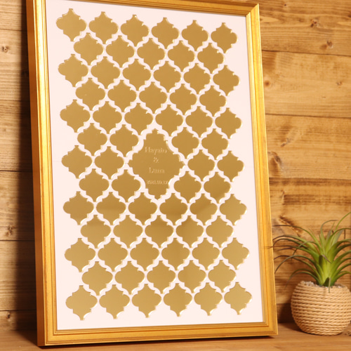 参加型結婚証明書コラベルタイル型 席札 ミラーゴールド 席次表・席札