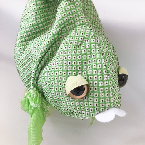 着物リメイク 絞りで巾着 和小物 金魚巾着 グリーン 巾着袋 和 kimono
