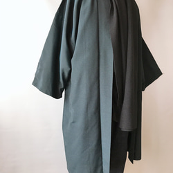 着物リメイク ロング羽織 カーディガン 和コート 和装 無地 紺系 男性 メンズ M〜XL 5枚目の画像