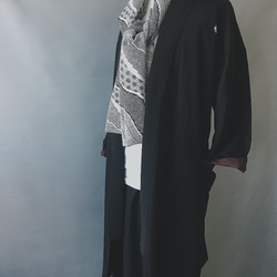 着物リメイク ストール マフラー 絞り柄 フォーマル 男女兼用 ユニセックス 和小物 和装 和柄 白黒 8枚目の画像
