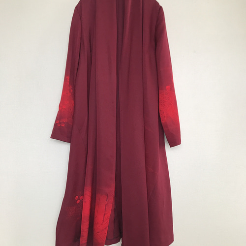 着物リメイク ロングカーディガン フレアーコート コーディガン 和柄 