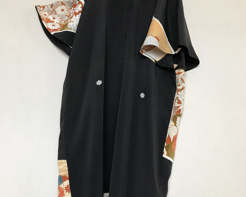 着物リメイク 大きいサイズ 和柄ワンピース ゆったり ポンチョスリーブ
