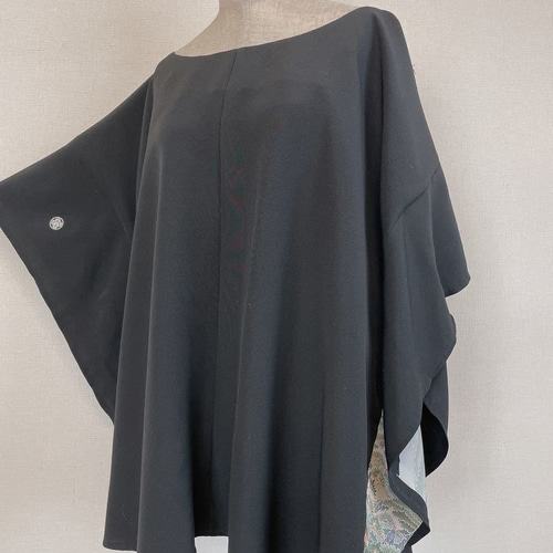 着物リメイク 大きいサイズ対応 落款付き 黒留袖 W58㎝～95 
