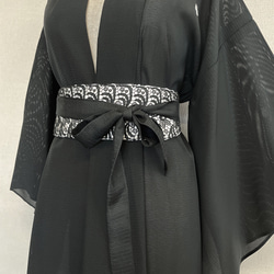 着物リメイク リバーシブル サッシュベルト 白×黒 レース 太ベルト 衣装 和小物 和装 和モード オリジナル 8枚目の画像