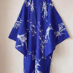 着物リメイク 変形袖 シースルーカーディガン 絽 羽織 着物風 和装 衣装 演奏会 和柄 シアー 衣装 青 フリーサイズ 3枚目の画像