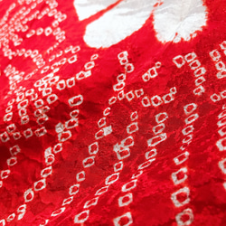 着物リメイク 鶴と絞りの変形袖カーディガン 羽織 着物風 和装 和柄 衣装 和柄 ロング 赤 フリーサイズ(B47) 9枚目の画像