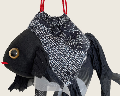 和装猫の人形 金魚巾着 メール便対象品】 巾着 巾着袋 フェイス 顔 きんちゃく ポーチ