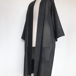 着物リメイク  背中に風景画 シースルー 長羽織 和コート ロングカーディガン シアー 和装 ダーク系（807） 7枚目の画像