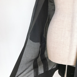着物リメイク  背中に風景画 シースルー 長羽織 和コート ロングカーディガン シアー 和装 ダーク系（807） 8枚目の画像