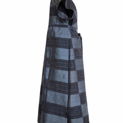 一枚で大人キレイワンピース 着物リメイク カシュクールデザイン ロングワンピース 紬 縞 紺色 S〜LL (A802) 6枚目の画像