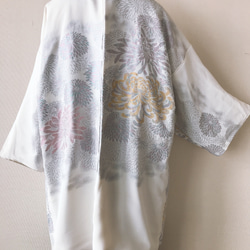 着物リメイク 刺繍菊文様 羽織 着物風ゆったりカーディガン 贈り物 5枚目の画像