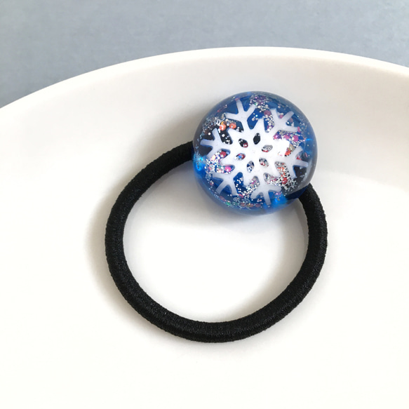 展示】雪のヘアゴム