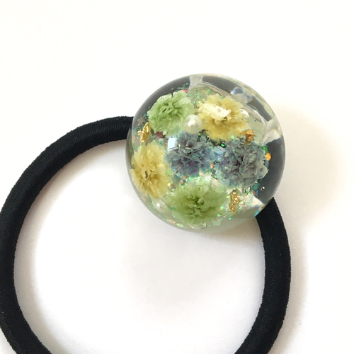 お花畑ドーム型レジンヘアゴム お花畑ドーム型レジンヘアゴム