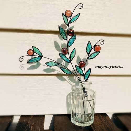 飾り物　ステンドグラス　花　花瓶 ステンドグラス 花の飾り（1点物） | puchgalalley-winwin