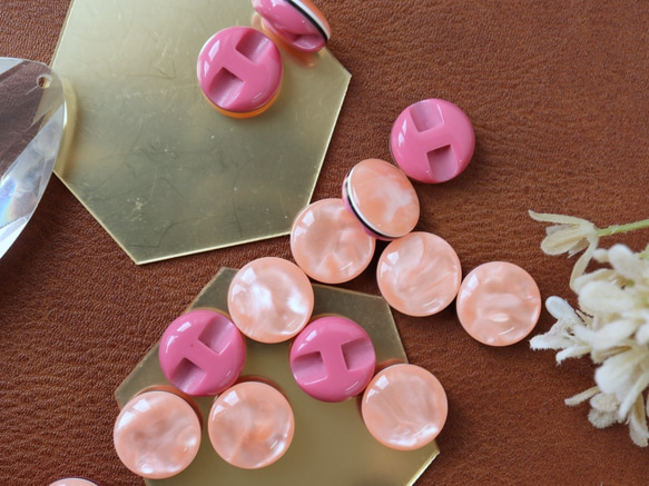 ミルフィーユボタン4-D　ピンク　13ｍｍ　4個入り 3枚目の画像