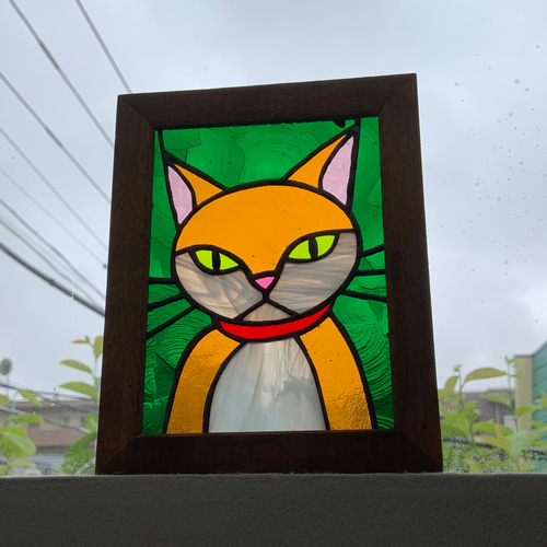 猫のステンドグラス 茶白猫 その他アート ADELY 通販 11835090