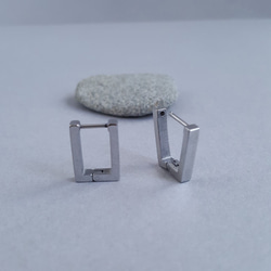 [1ペア] サージカル ステンレス デイリー ピアス ワンタッチ 長方形 スクエア 金属アレルギー対応 7枚目の画像
