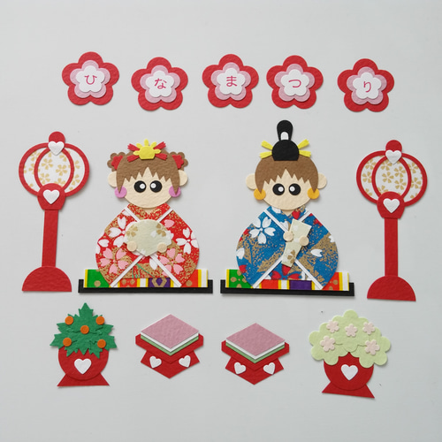おひなさま☆アルバム☆クラフトパンチ☆ひな祭り☆レッド&ブルー 雑貨