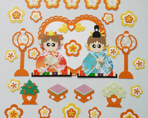 おひなさま☆アルバム☆クラフトパンチ☆ひな祭り☆オレンジ&ブルー