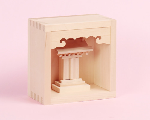 マスに入った！ お宮さん ミニ / おみくじ飾り 枡入り 小さな神棚 国産