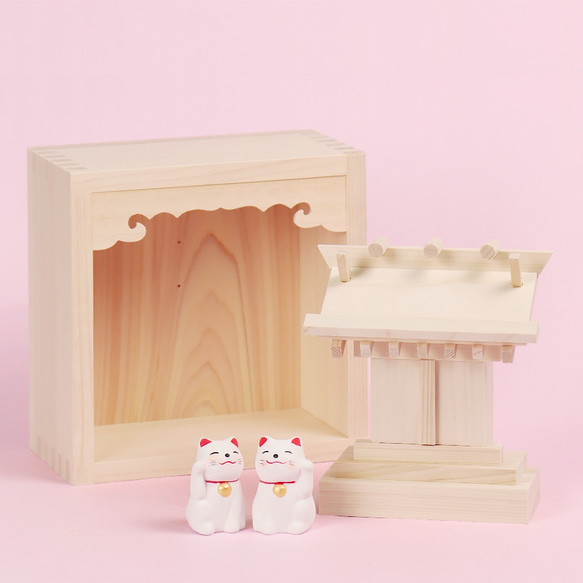 [貓咪的選擇]Nyanko-miya Nyanko神社 帶來幸福 / 護身符裝飾 神棚（kamidana）柏木 第6張的照片