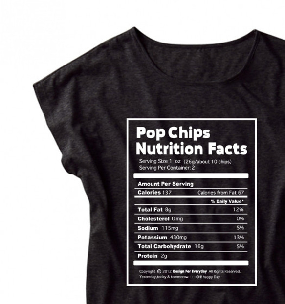 【注意！薄手生地】Nutrition Facts（栄養成分表） ドルマンTシャツ【受注生産品】 2枚目の画像