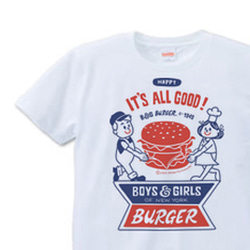 【再販】ハンバーガー＆BOY＆GIRL　S～XL　Tシャツ【受注生産品】 1枚目の画像