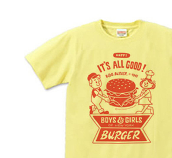 ハンバーガー＆BOY＆GIRL　S～XL　Tシャツ【受注生産品】 1枚目の画像