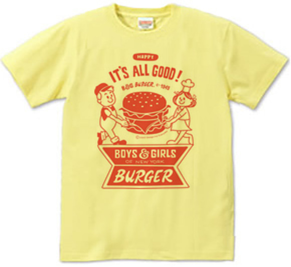 ハンバーガー＆BOY＆GIRL　S～XL　Tシャツ【受注生産品】 2枚目の画像