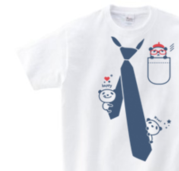 【再販】パンダ＆ネクタイTシャツ　150.160.（女性M.L） S～XL　Tシャツ【受注生産品】 1枚目の画像