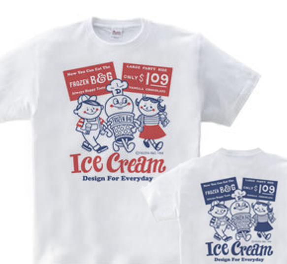 【再販】アイスクリームBoy&Girl　両面　WM～WL•S～XL　Tシャツ 【受注生産品】 1枚目の画像