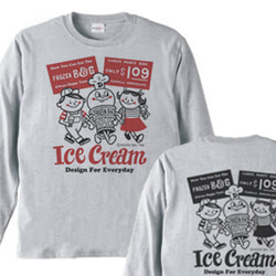 冰淇淋男孩＆女孩兩側長袖短衫S〜XL [階乘積] 第1張的照片