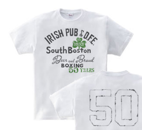 【再販】ボストン　アイリッシュパブ【両面】WM～WL•S～XL　Tシャツ【受注生産品】 1枚目の画像