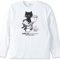 トイレとねこ　長袖Tシャツ S～XL【受注生産品】 2枚目の画像